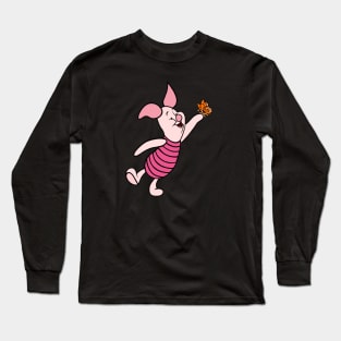 Little Pig with Awareness Ribbon Butterfly (Orange) Long Sleeve T-Shirt
